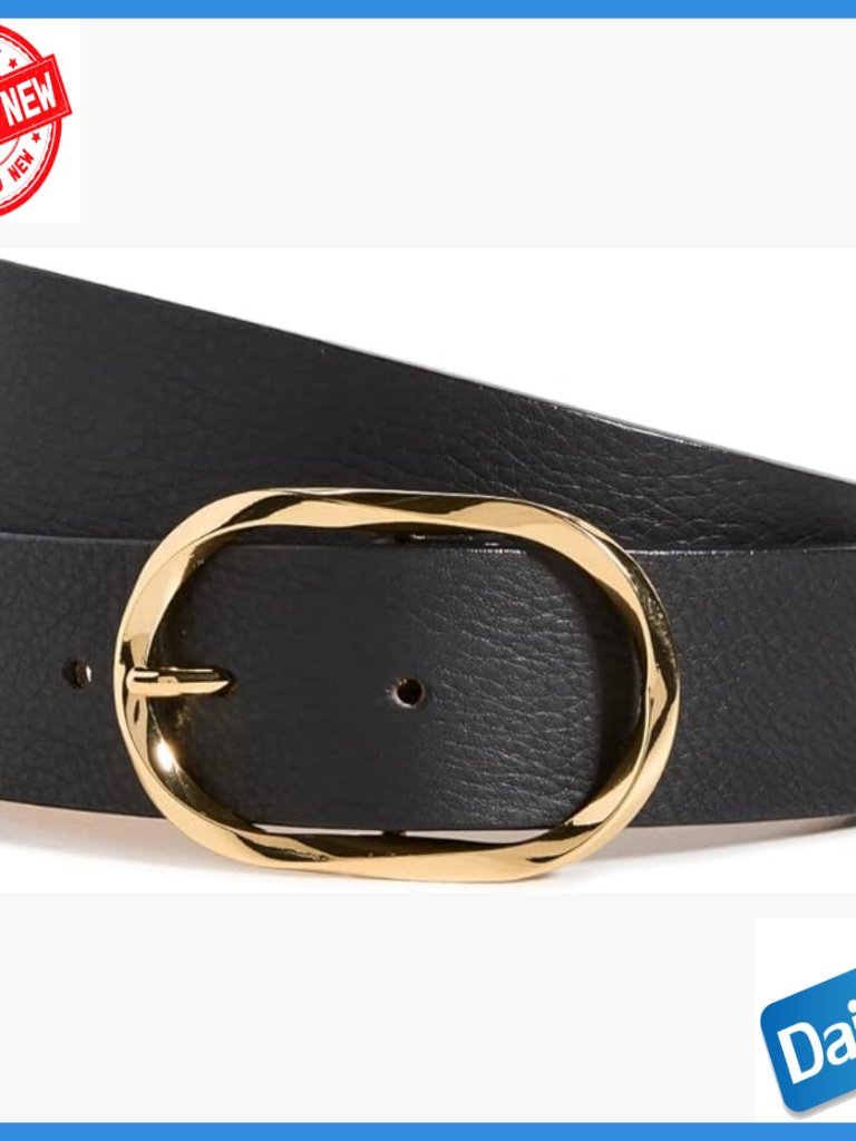 Medium Genuine Leather Buckle Belt For Women, Gold-Tone Hardware
